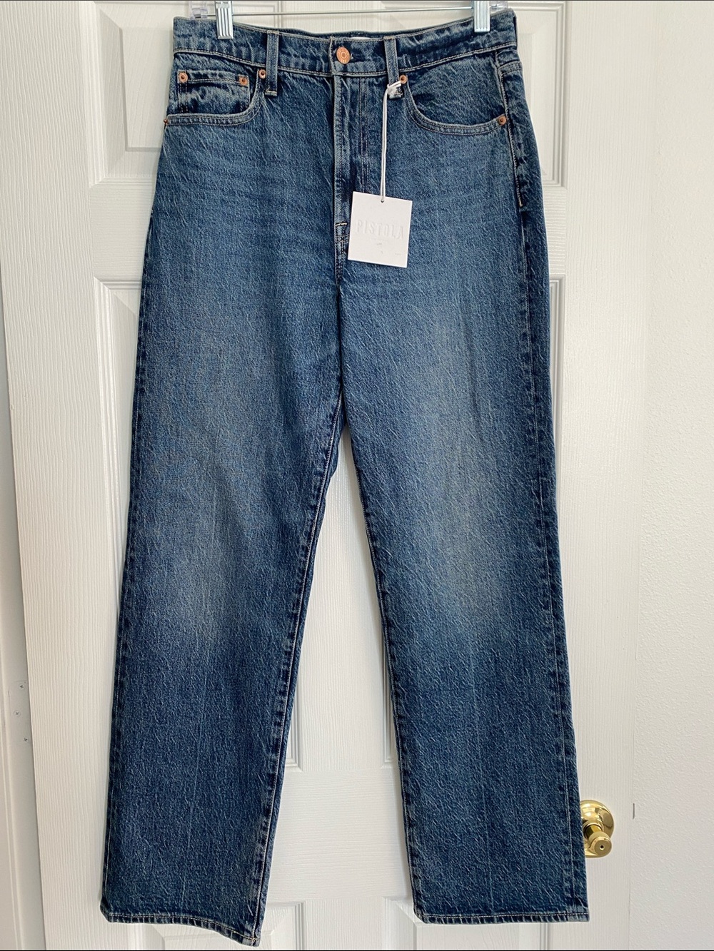 Pistola Cassie Super High Rise Straight Jean in Palladium